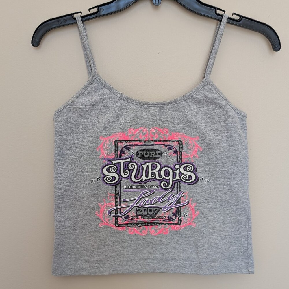2007 Sturgis Black Hills Rally cropped tank top Small EUC